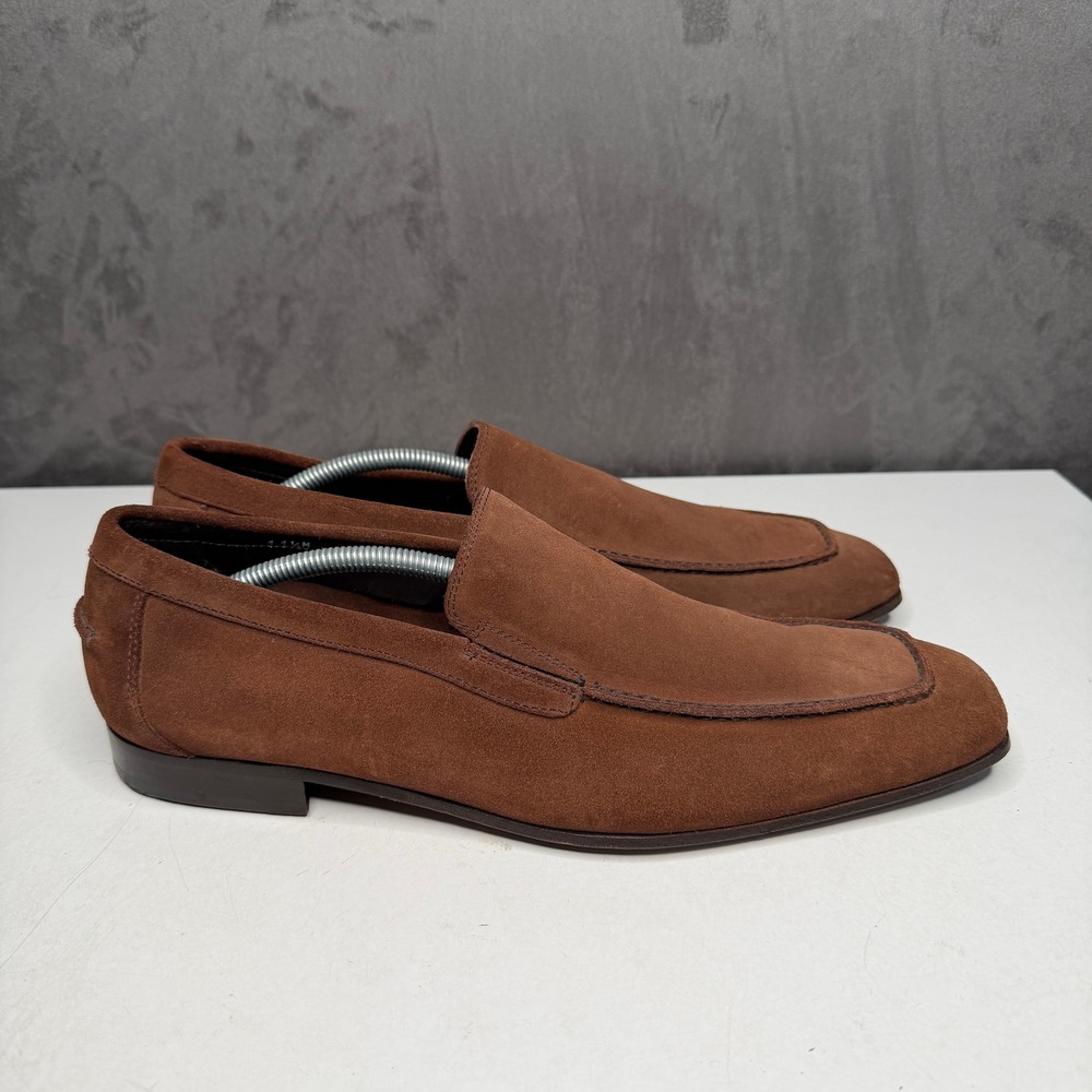 Donald J Pliner Loafers Mens 11.5 Brown Suede Square Toe Made in Italy Venetian